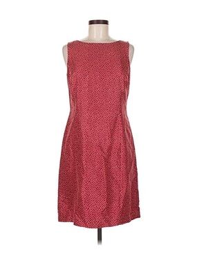 Ann Taylor Size 6 Red 100% Silk Polka Dot Sheath Dress
